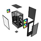 Корпус Powercase Mistral AY3B ARGB, Tempered Glass, 2x 140mm +1x 120mm ARGB Fans, чёрный, ATX  (CMAYB-A3)