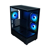 Корпус XASTRA Q400M 3ARGB-C6-UC Black mATX/Aquarium/Screewless/ 3x120mm ARGB PWM FM fans/Argb+PWM HUB 6port/ Type-C/ Q400M-3FM12A-C6-UC